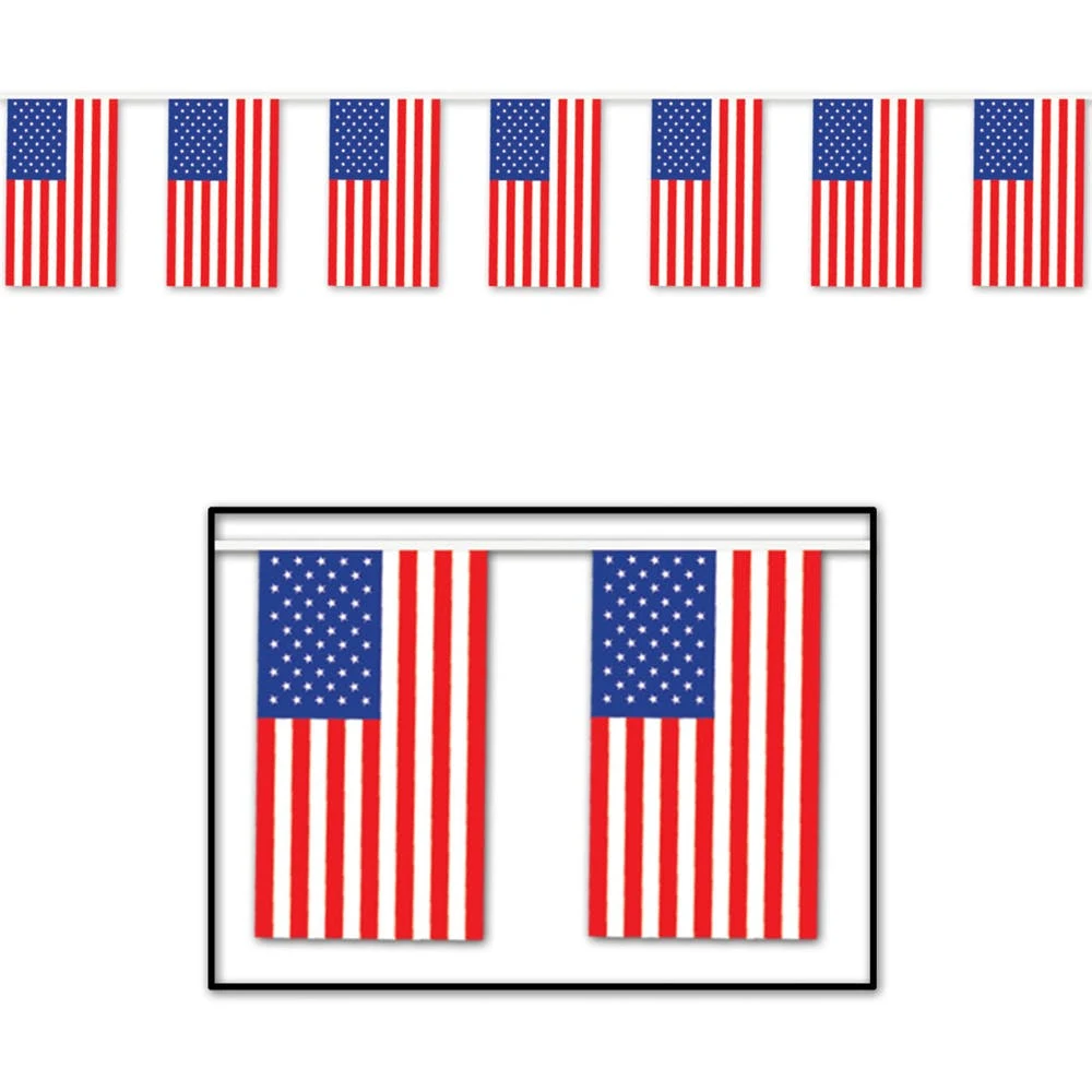 USA Flag Pennants - 17" x 60' 1