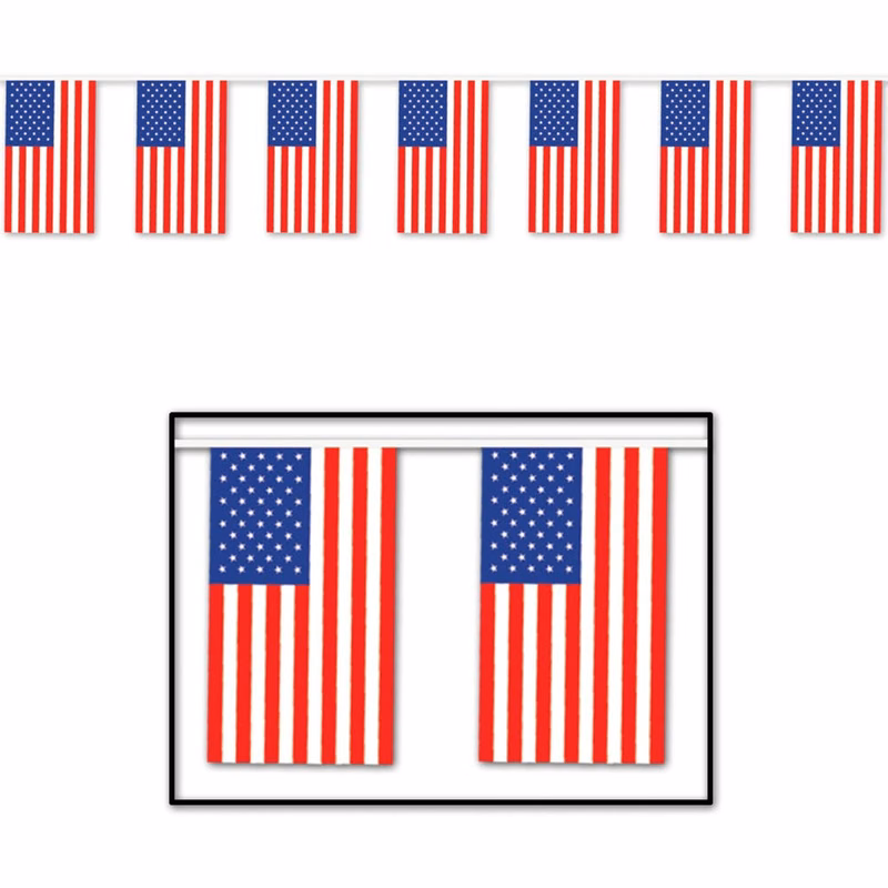 USA Flag Pennants - 17" x 60'