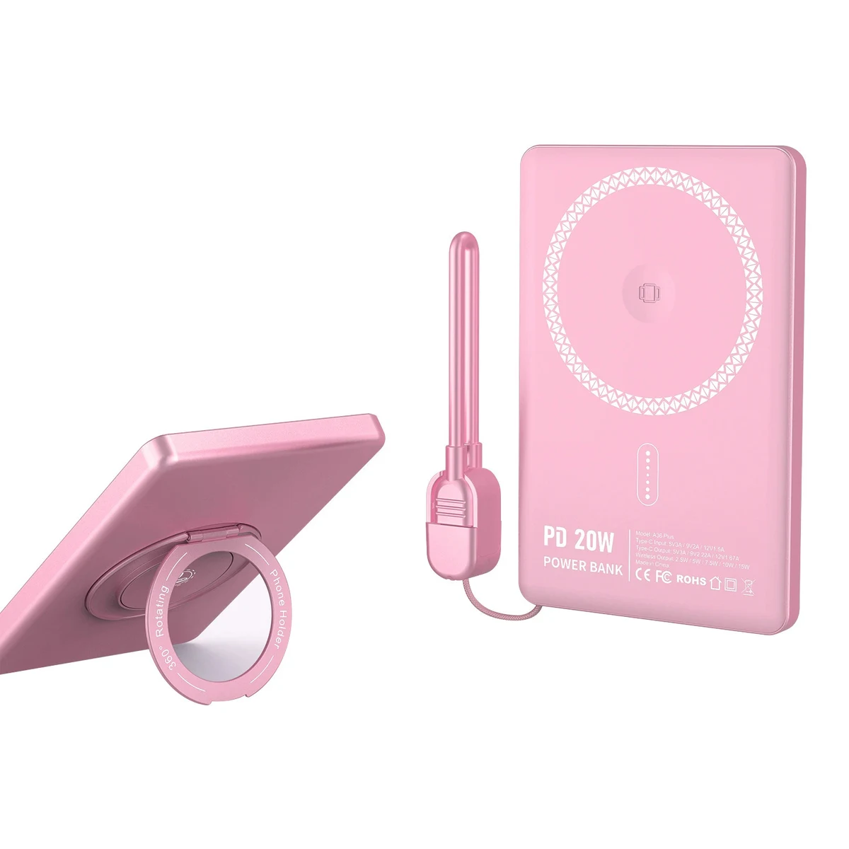 5000mAh Magnetic Portable Charger Power Bank with Stand 1