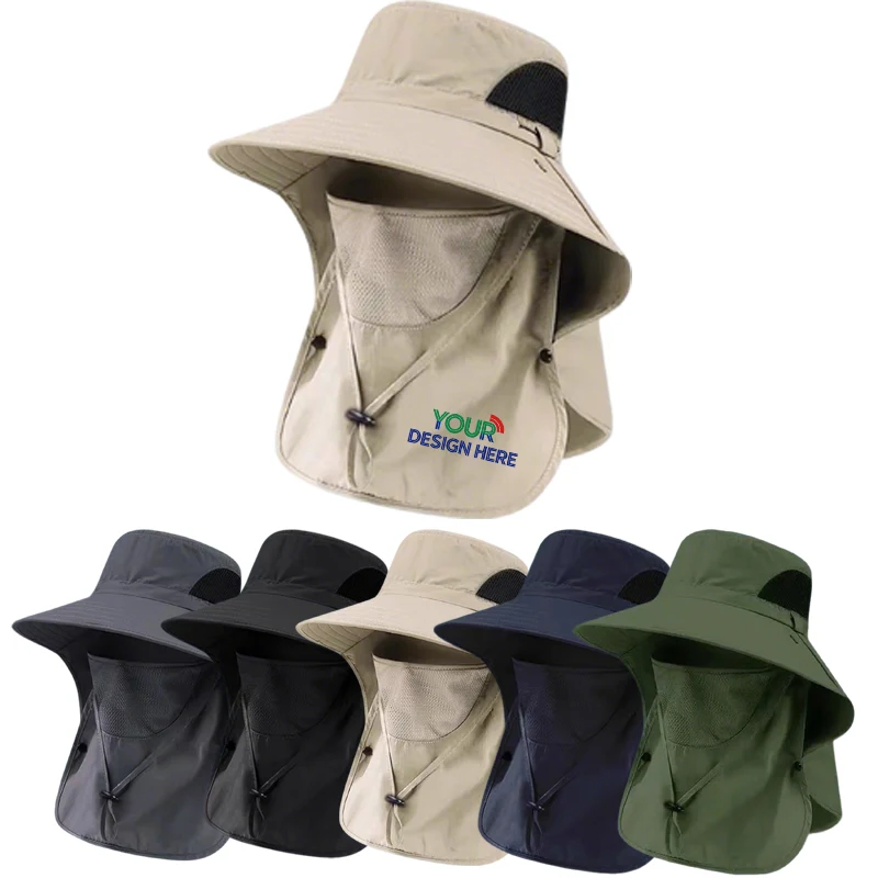 Moq 10Pcs Outdoor Face And Neck Protection Sun Hat 1