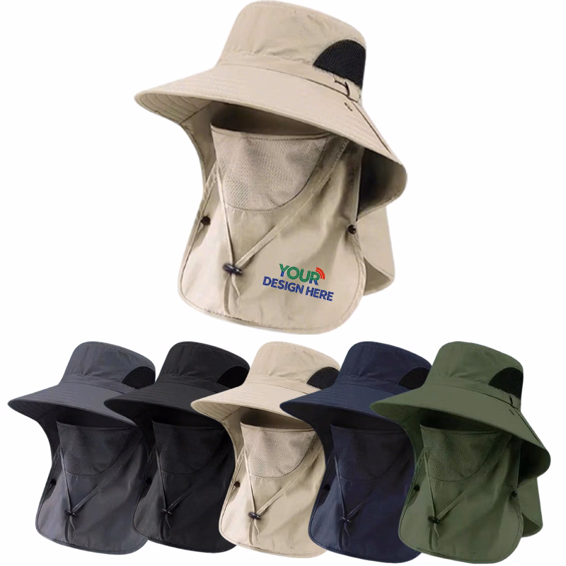 Moq 10Pcs Outdoor Face And Neck Protection Sun Hat