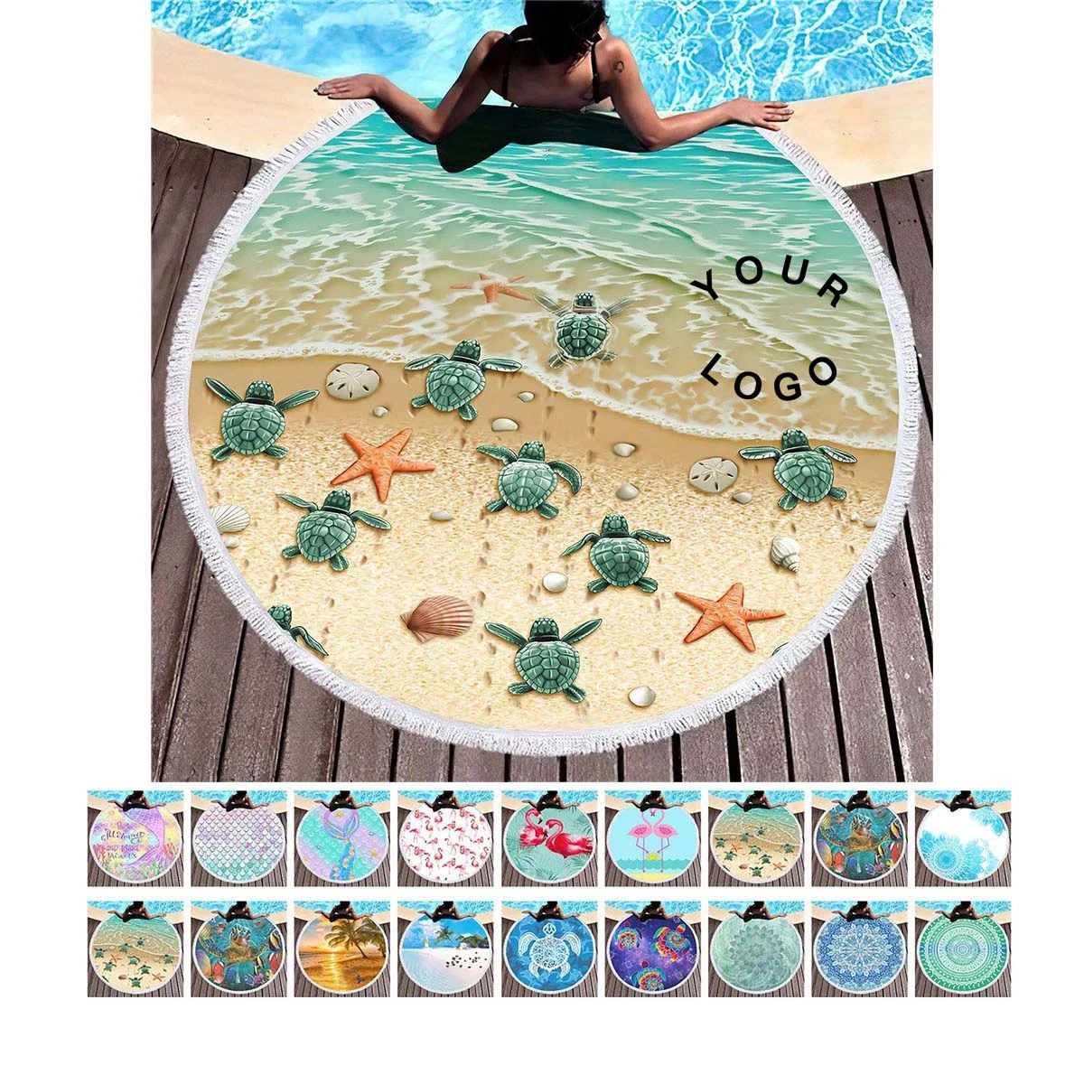 Microfiber Round Beach Towel for Pool and Outdoor Use 1