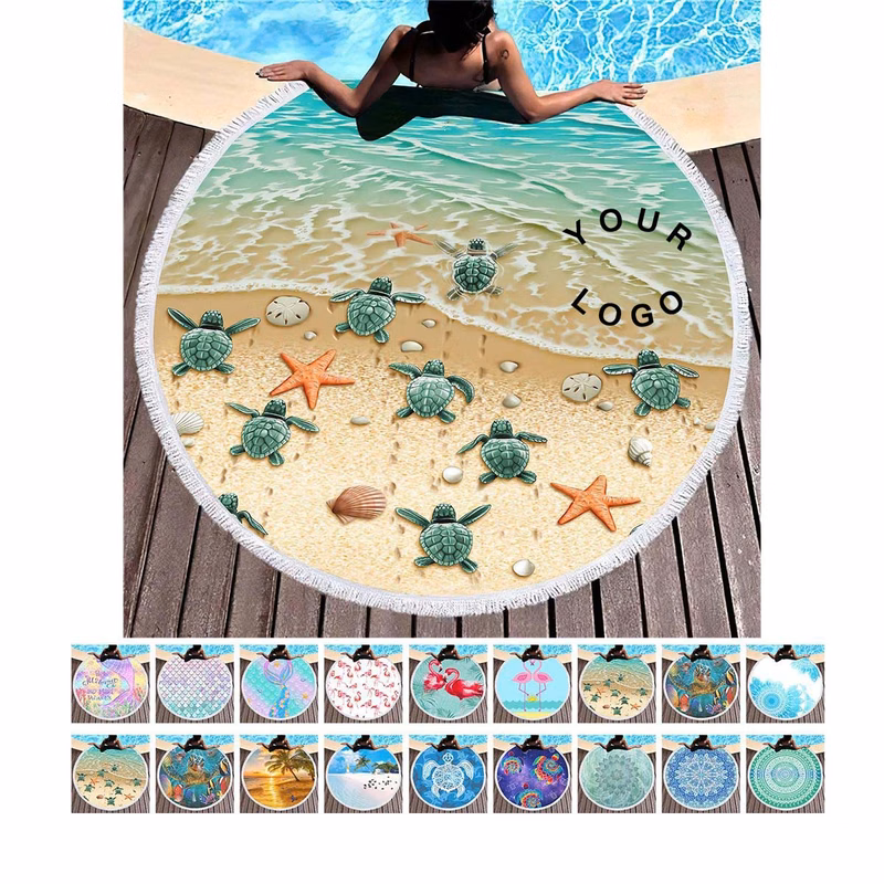 Microfiber Round Beach Towel for Pool and Outdoor Use