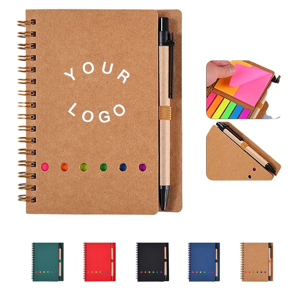 Compact Spiral Kraft Notebook with Labels and Notes 1