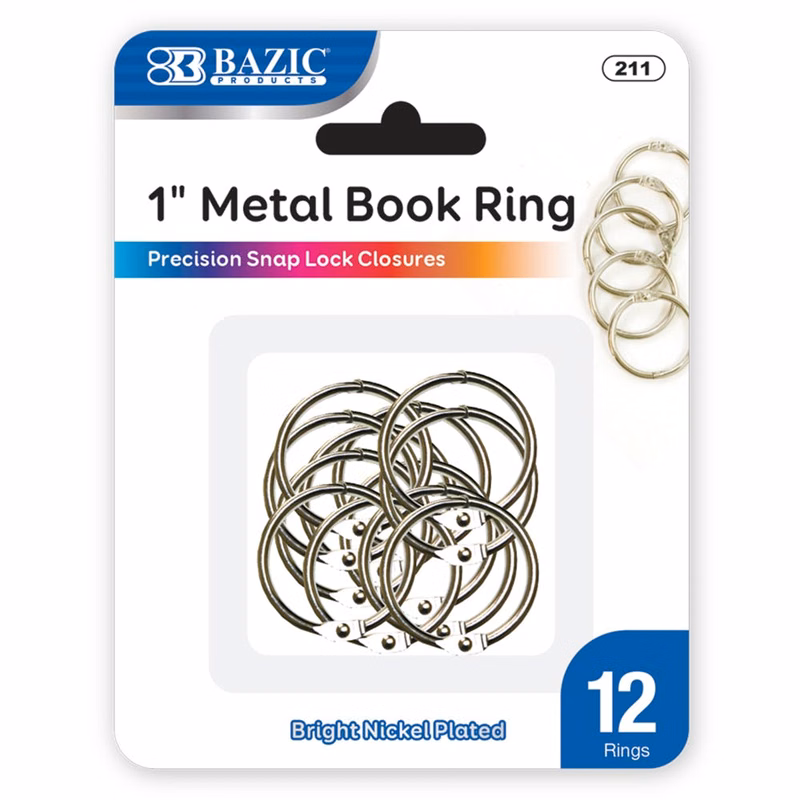 Book Rings - 12 Count Snap Lock Closure 1"
