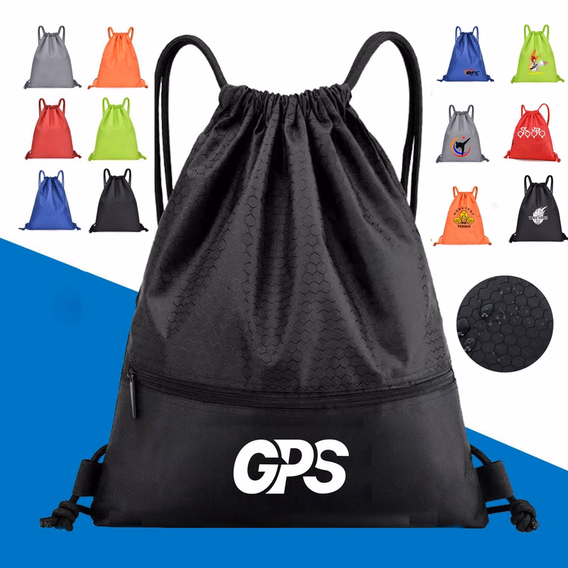 Waterproof Drawstring Backpack Sports Gym Bag for Women & Men Large Size With One Zipper Pocket