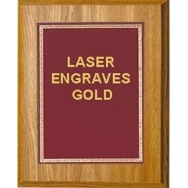 6" x 8" Oak Finish Plaque with a Red Florentine Plate 1