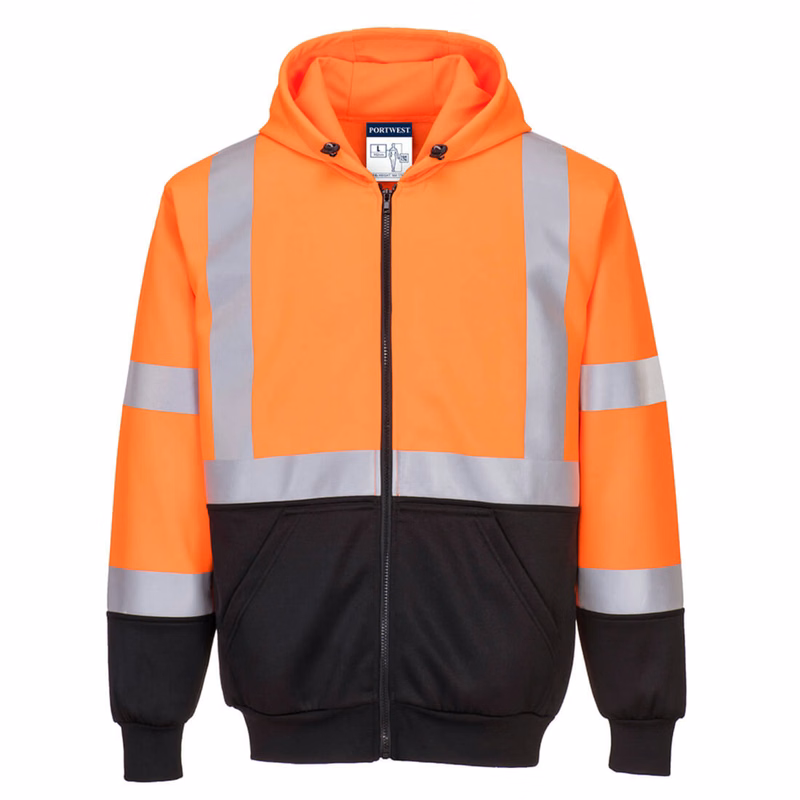 PORTWEST® Hi-Vis Comfort Fit Contrast Zipped Hoodie
