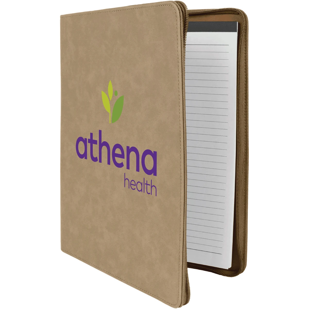 9" x 12" Leatherette Light Brown Portfolio with Zipper 1