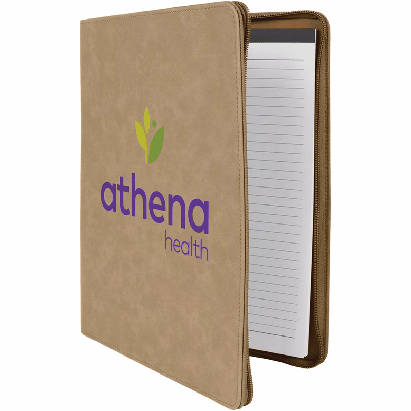 9" x 12" Leatherette Light Brown Portfolio with Zipper