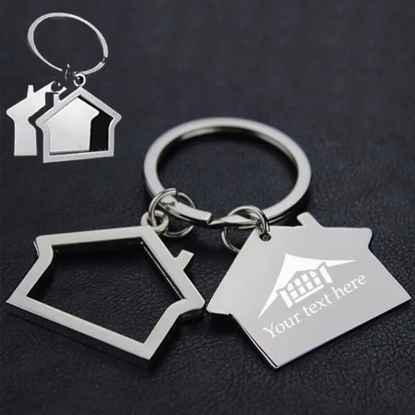 Metal House shaped Keychains For Real Estate