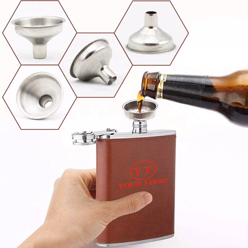 8 oz Pocket Whiskey Liquor Leather Wrapped Flask