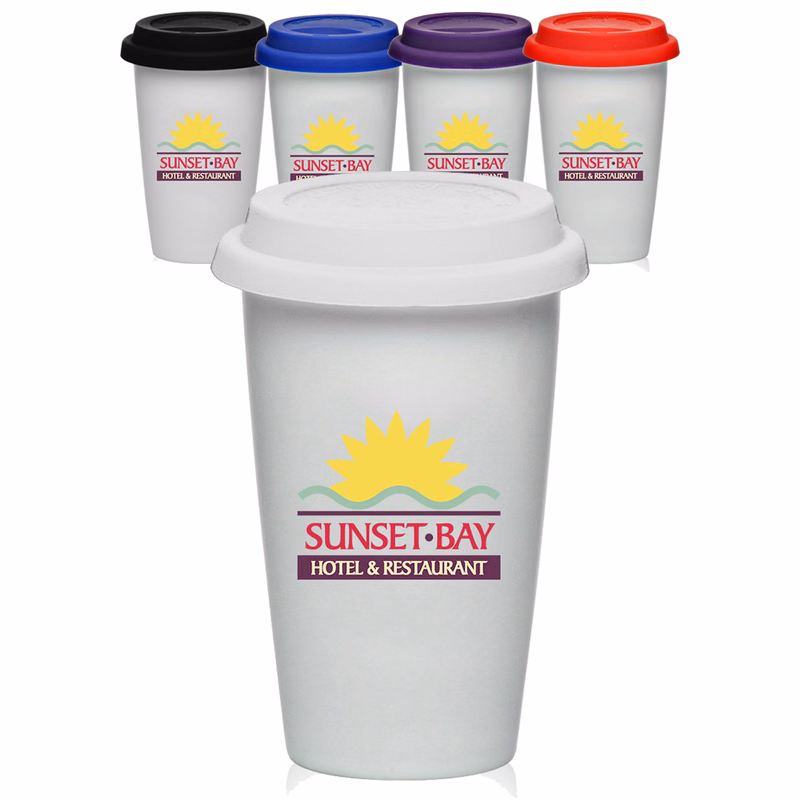 11 oz. Double Wall Ceramic Tumbler with Lid