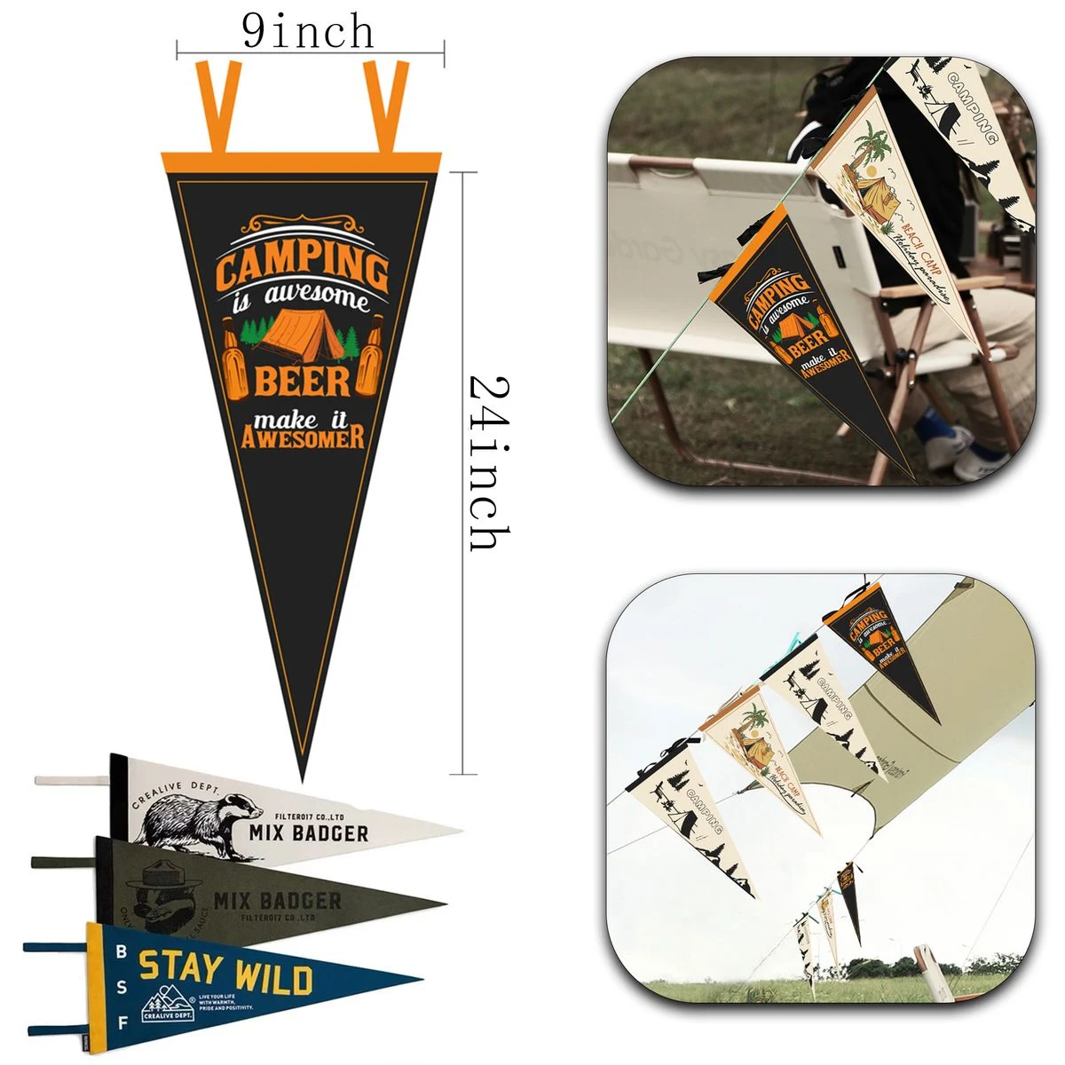 Outdoor Party Multifunctional Felt Triangle Flag 1