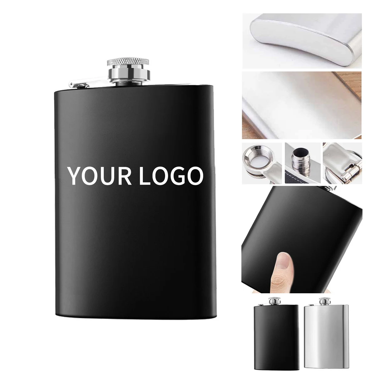 Stainless Steel Hip Flask 8oz Portable Liquor Container With Cap 1