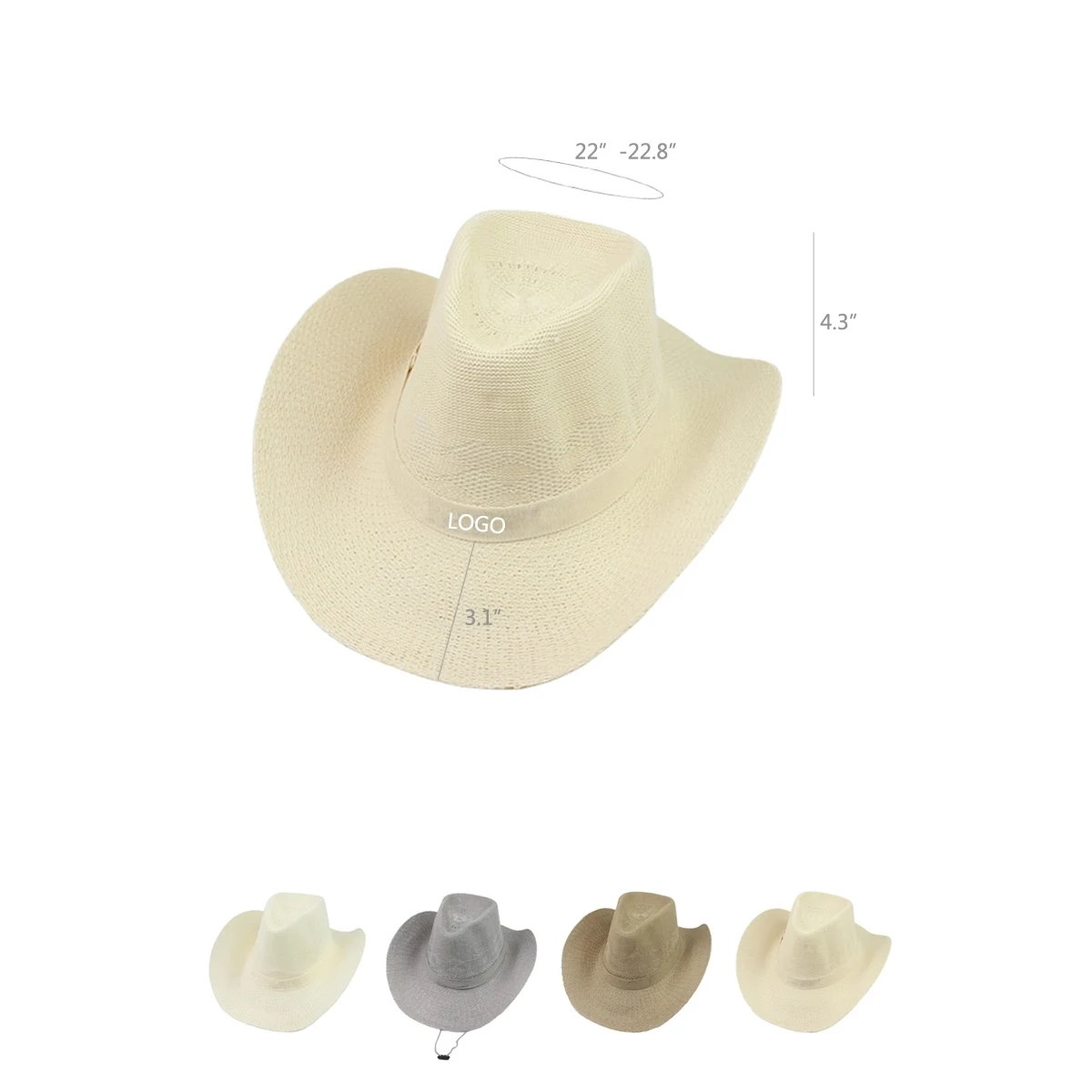 Western Cowboy Curly Straw Hat 1