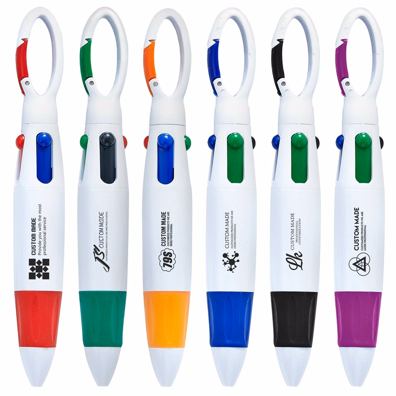 4-Color Ballpoint Pen with Buckle Clip