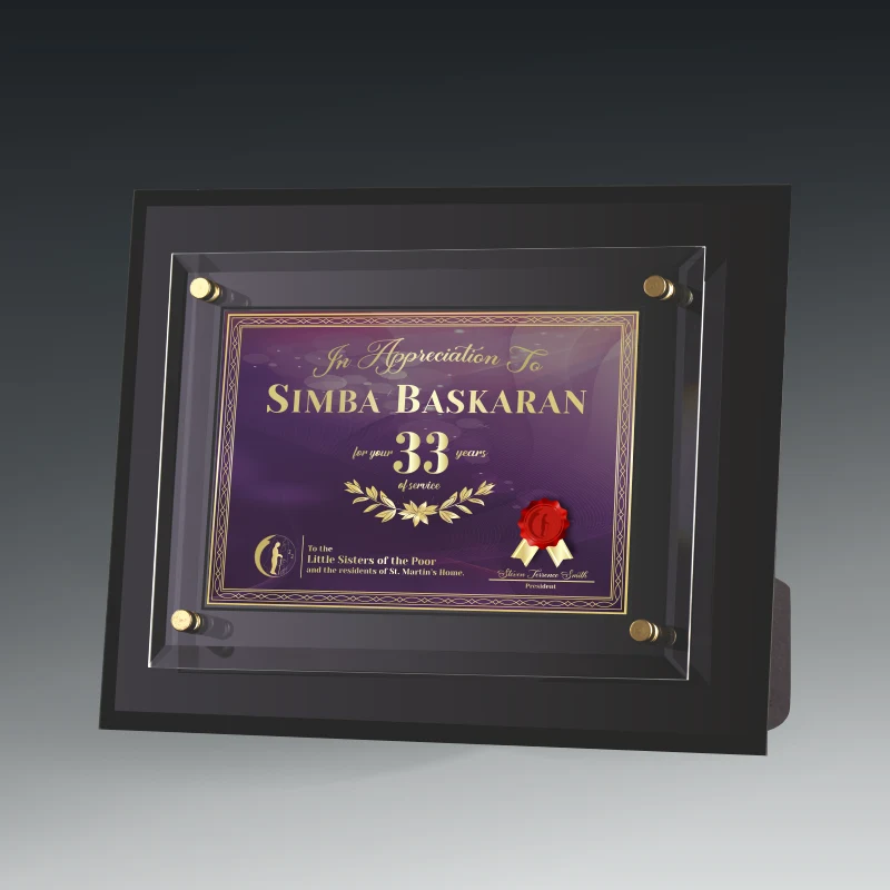 Black Glass Plaque - Raised Glass 1