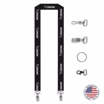 USA Made Full Color Digitally Sublimated Lanyard with Double Cip - Horizontal Tag- 1"