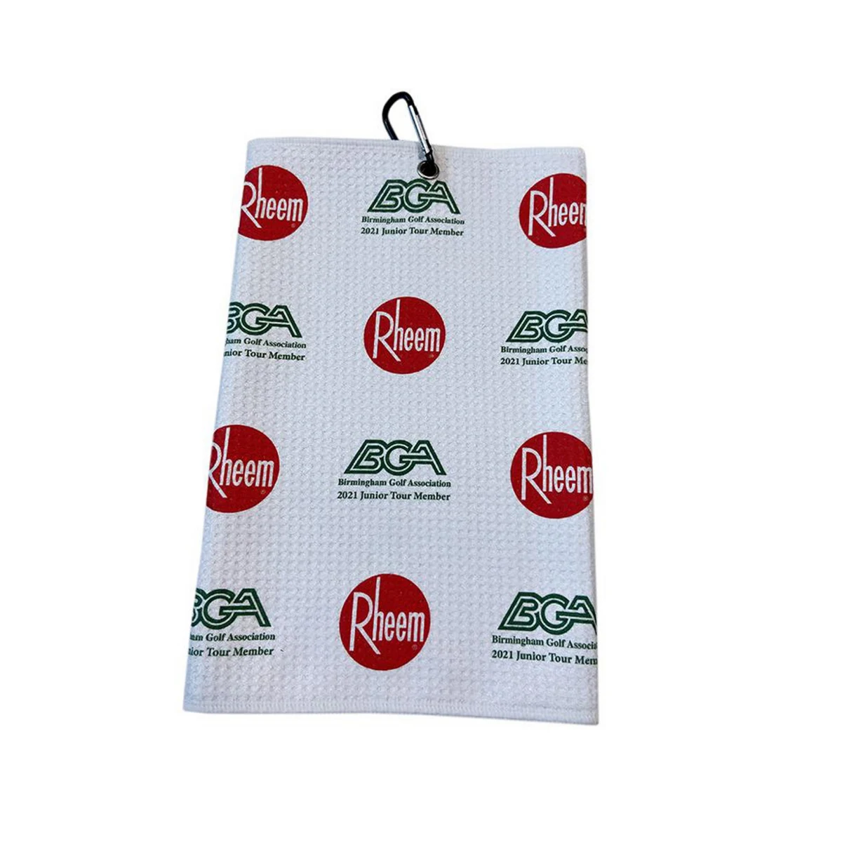 Microfiber Waffle Golf Towel With Carabiner Clips 1