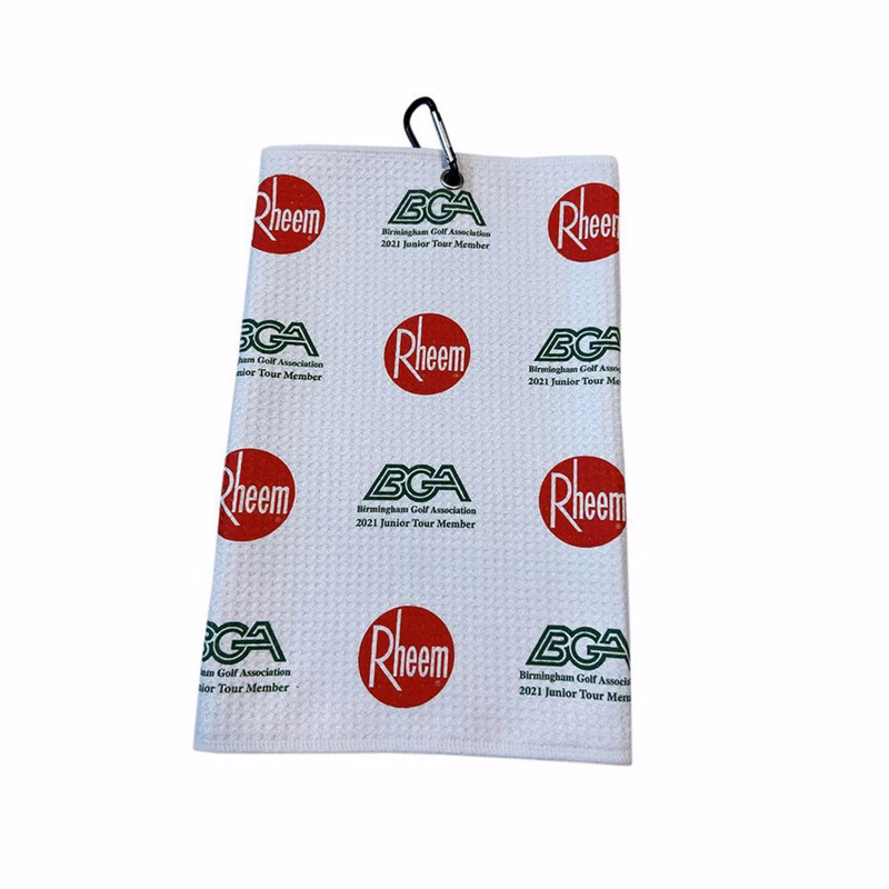 Microfiber Waffle Golf Towel With Carabiner Clips