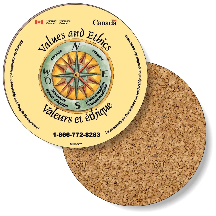 .067" Premium Coaster with Cork Bottom, Circle (3.5" Dia.), Full Colour 1