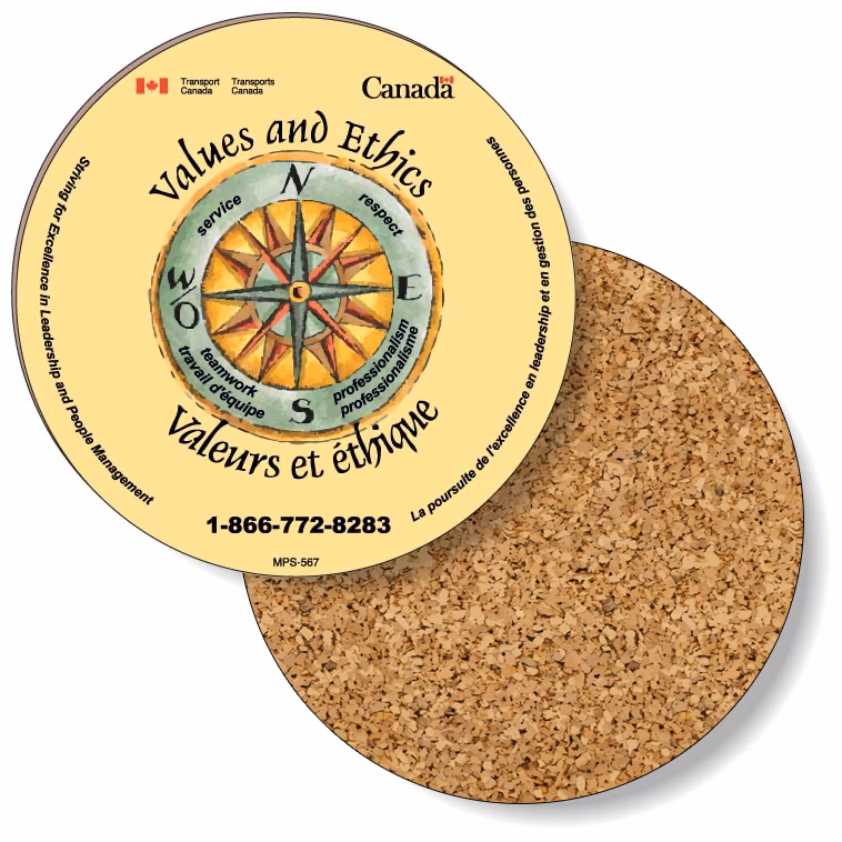 .067" Premium Coaster with Cork Bottom, Circle (3.5" Dia.), Full Colour