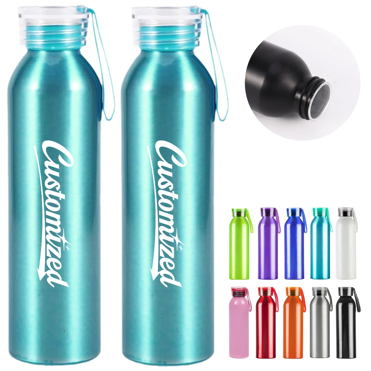 20Oz. Sports Water Bottle with Screw Cap and Carry Strap, custom water bottle with logo imprint 1
