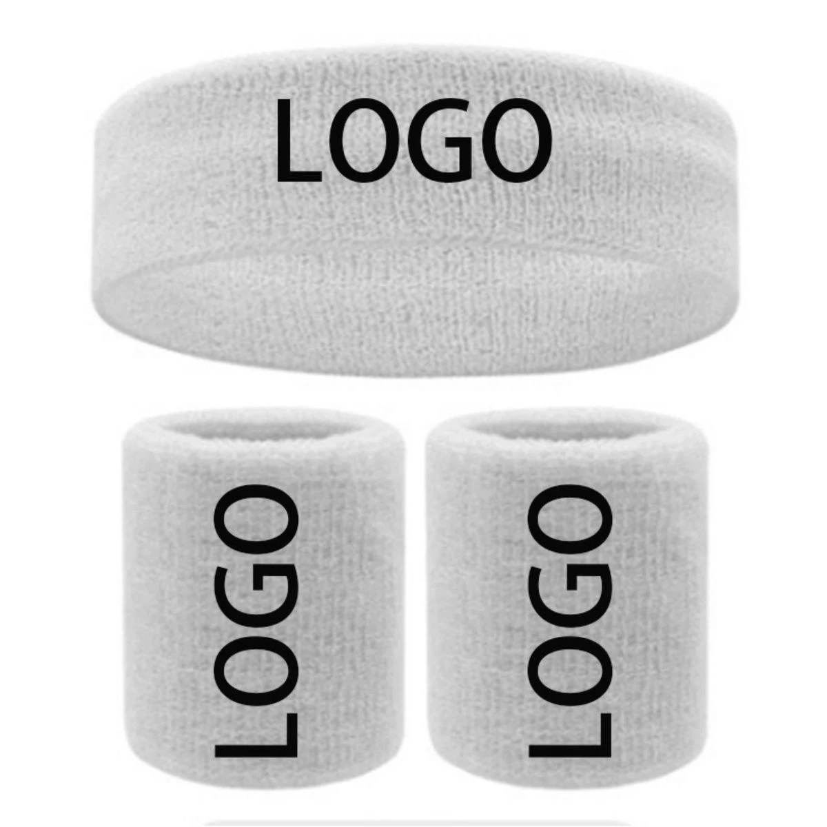 Custom Sports Sweat Wicking Unisex Terry Cloth Wristband & Headband Set 1