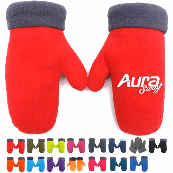 Custom Fleece Winter Mittens with Foldable Cuffs — Cold Weather Hand Warmer Promo