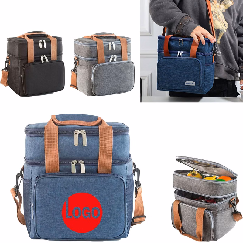 Insulated 300D Oxford Double-Layer Lunch Bag