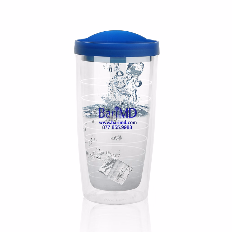 16 Oz. Newport Double-Wall Acrylic Tumbler (Clear/Blue)