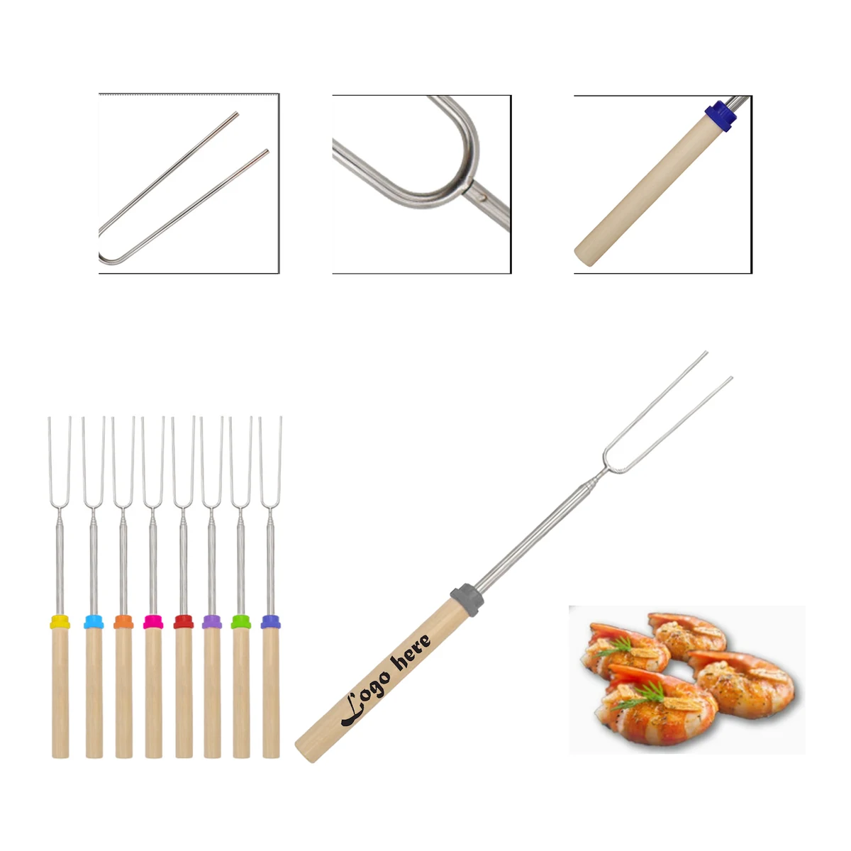 Portable Telescoping Stainless Steel Hot Dog Roasting Fork 1