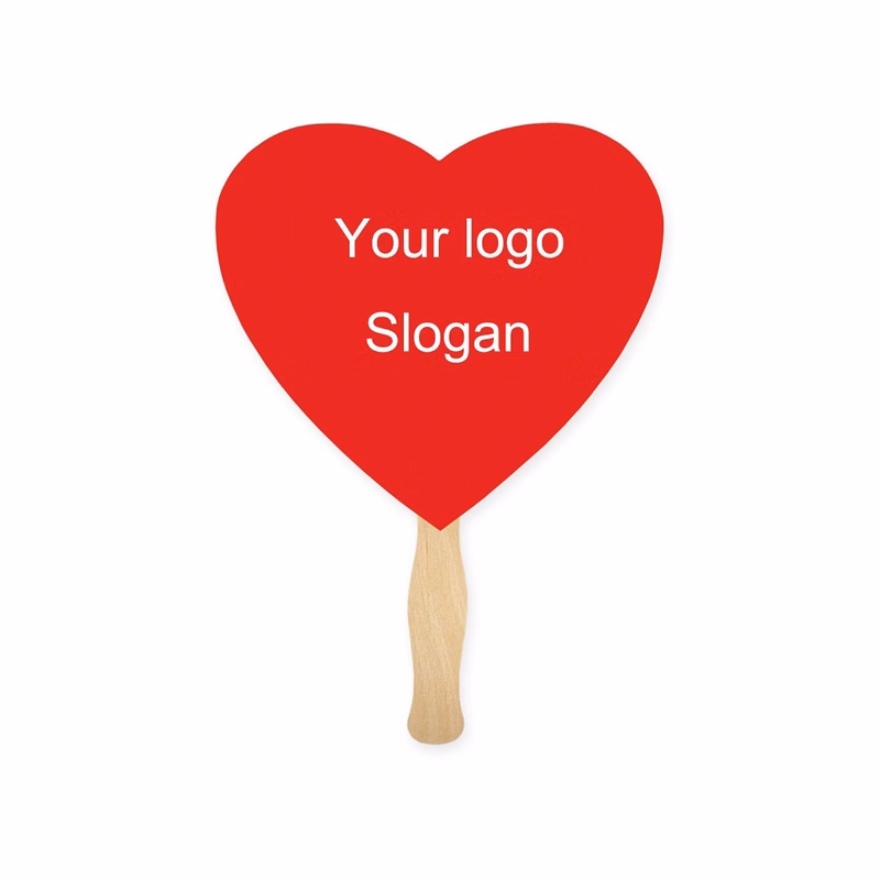 8" Heart Shape Hand Fan with Handle