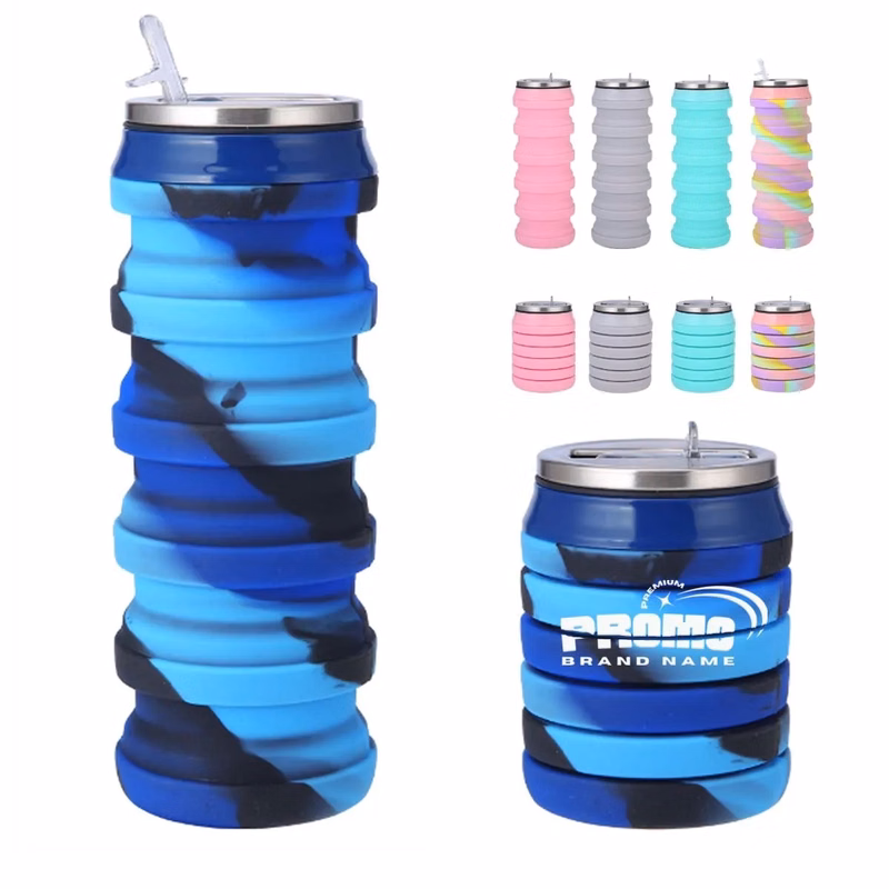 Camouflage Silicone Folding Sports Water Bottle
