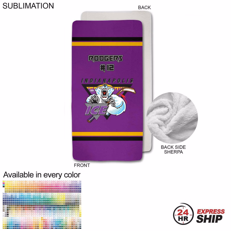 24 Hr Express Ship - Team Blanket in Plush Sherpa Faux Wool Lined Micro Mink, 30x60, Stadium size