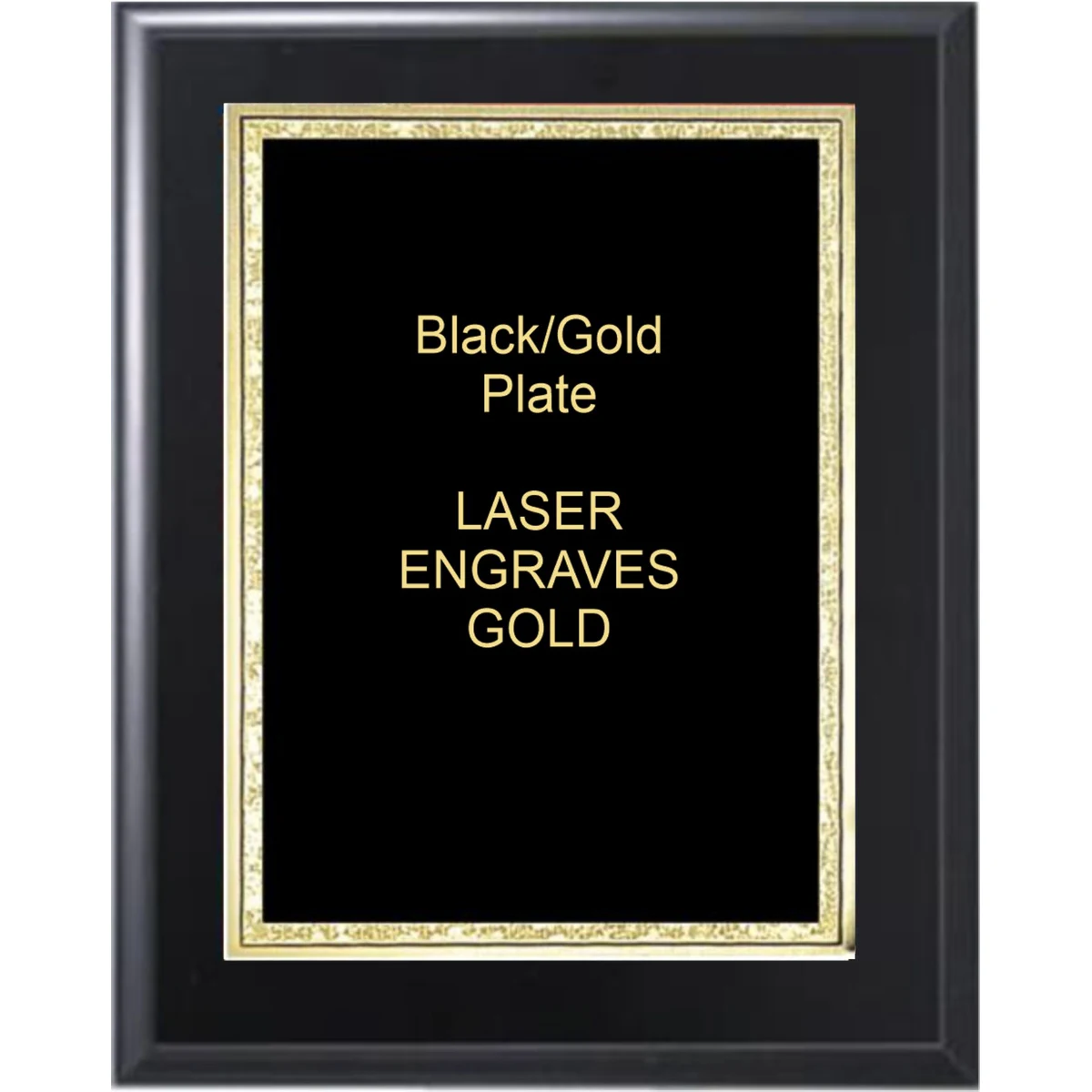6" x 8" Solid Black Matte Finish Plaque with a Black Florentine Plate 1