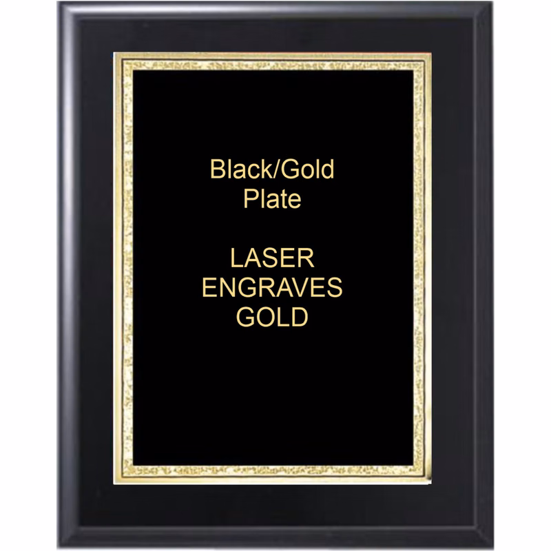 6" x 8" Solid Black Matte Finish Plaque with a Black Florentine Plate