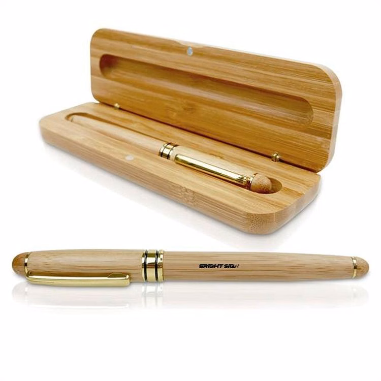 Eco-Friendly Bamboo Ballpoint Pen & Case Set