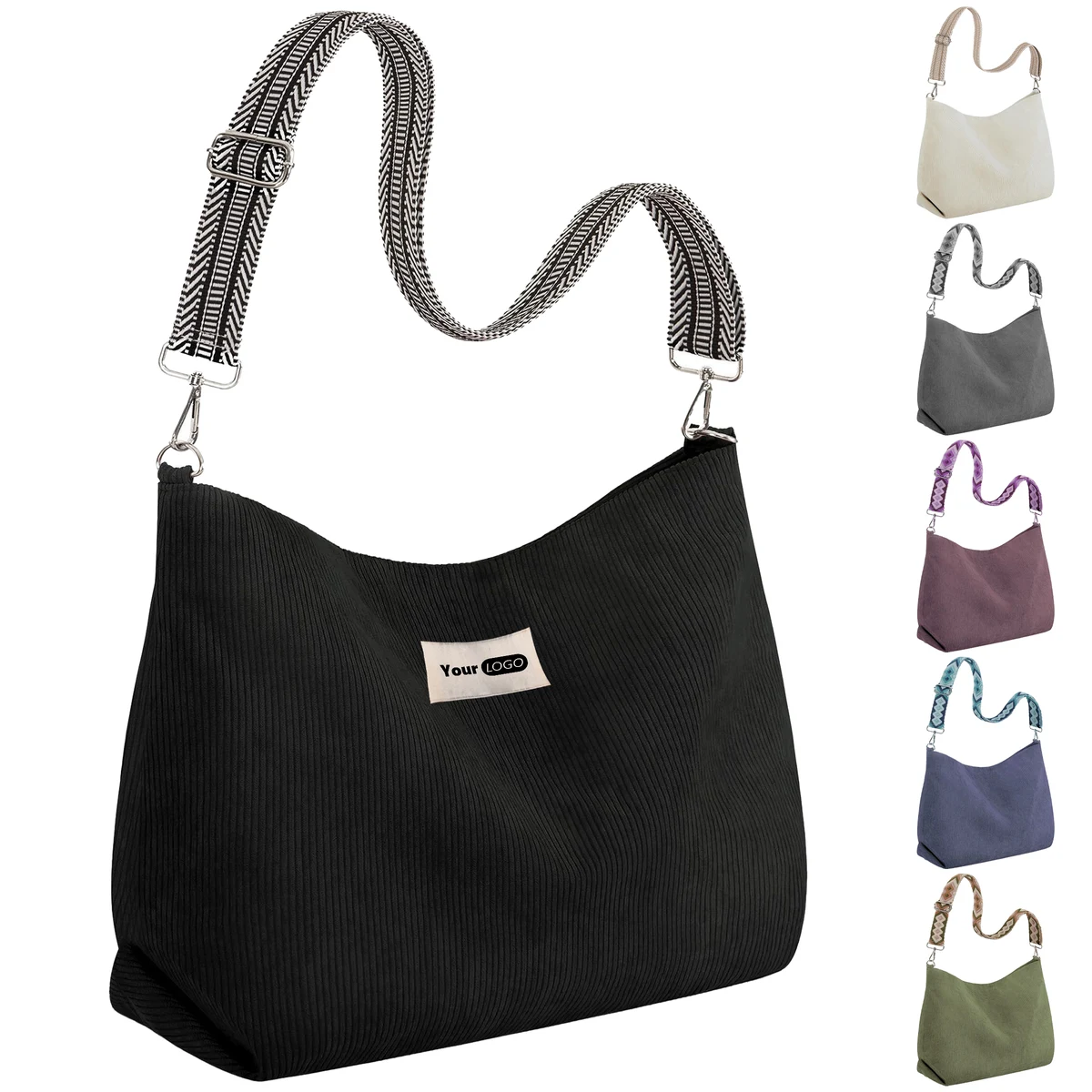 Corduroy Large Capacity Adjustable Mailman Bag 1