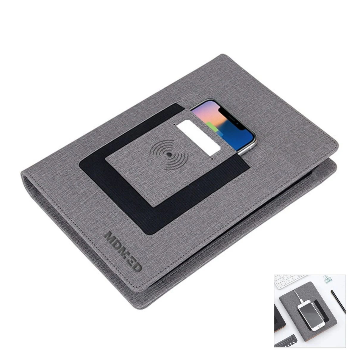 Notebook with Wireless Phone Charger - Ocean 1