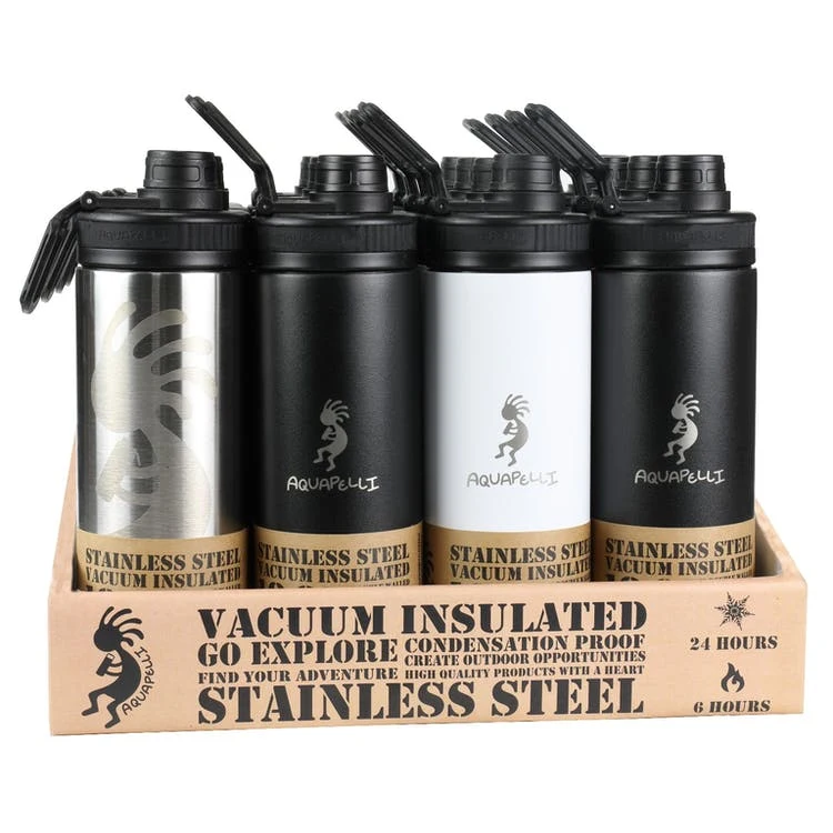 Stainless Steel Water Bottle with Spout - 18 oz Assorted Neutrals 1