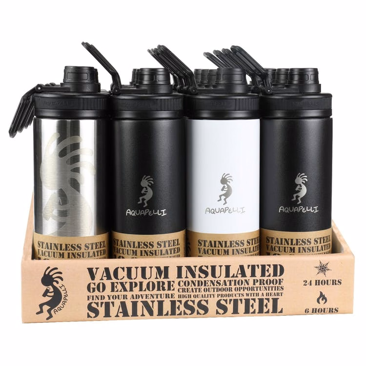 Stainless Steel Water Bottle with Spout - 18 oz Assorted Neutrals