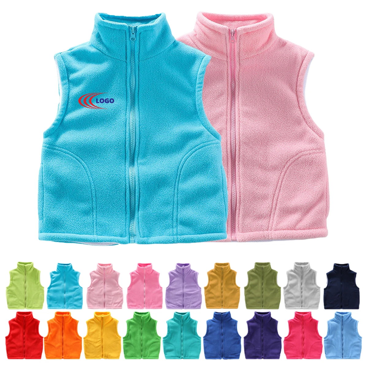 MOQ20 Baby Full Zipper Sleeveless Vest 1