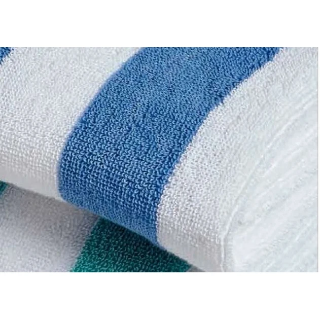 Cabana Premium White Cotton w/Medium Blue Stripe Towel 1