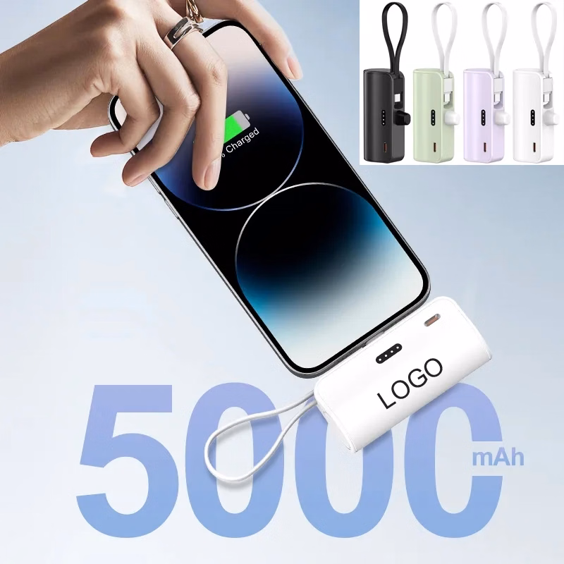 5000mAh Power Bank with Built-in Type-C Cable