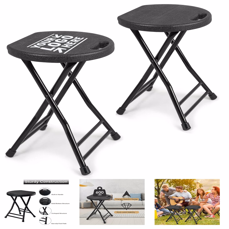 Adult 600 lbs Capacity Non-Slip Feet Indoor Outdoor Foldable Folding Chair Bar Stool With Handle