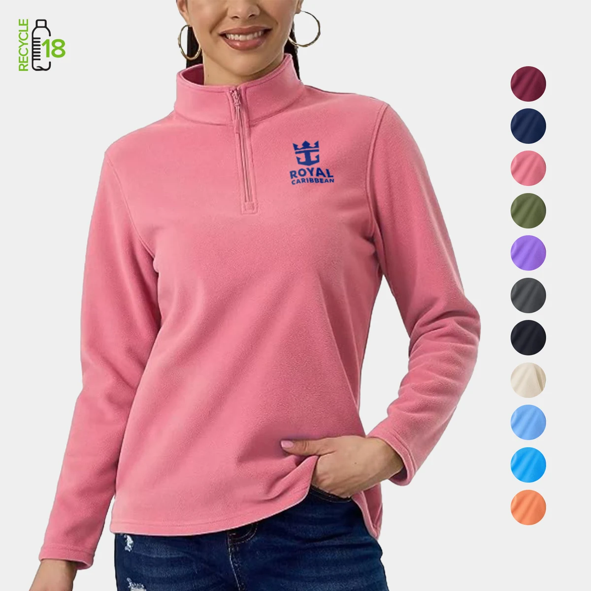 REPREVE® - Women's rPET 1/4 Zipper Fleece Pullover w/ Wrinkle Resistance, custom hoodie or sweatshirt with logo imprint 1