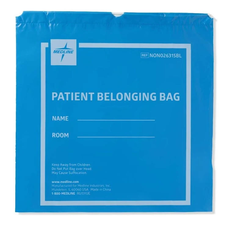 Drawstring Patient Belonging Bags 20" x 20" - Blue 1