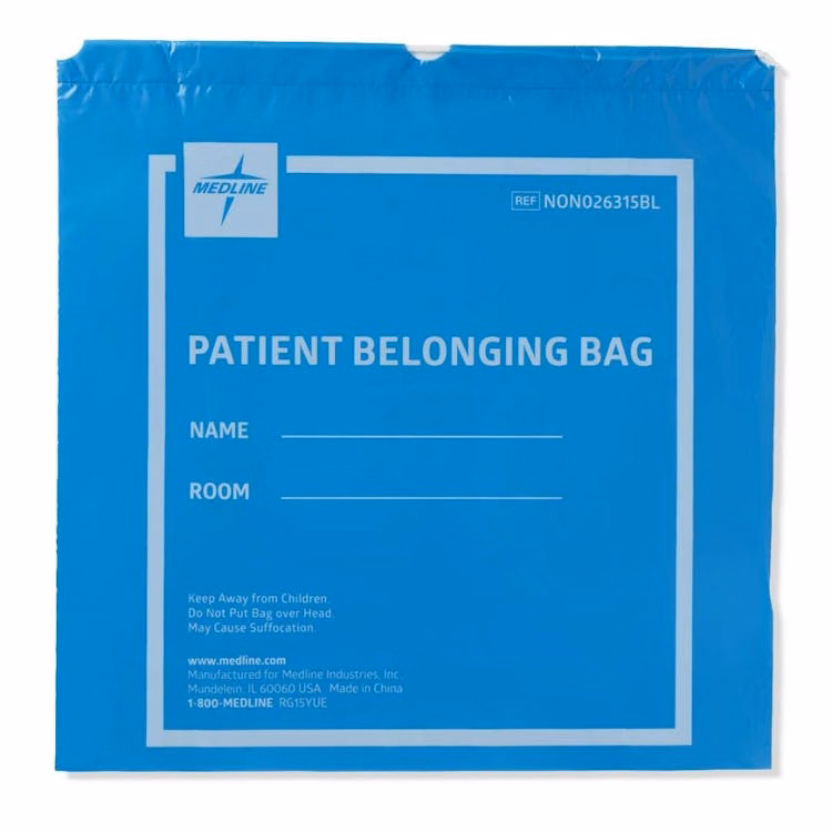 Drawstring Patient Belonging Bags 20" x 20" - Blue